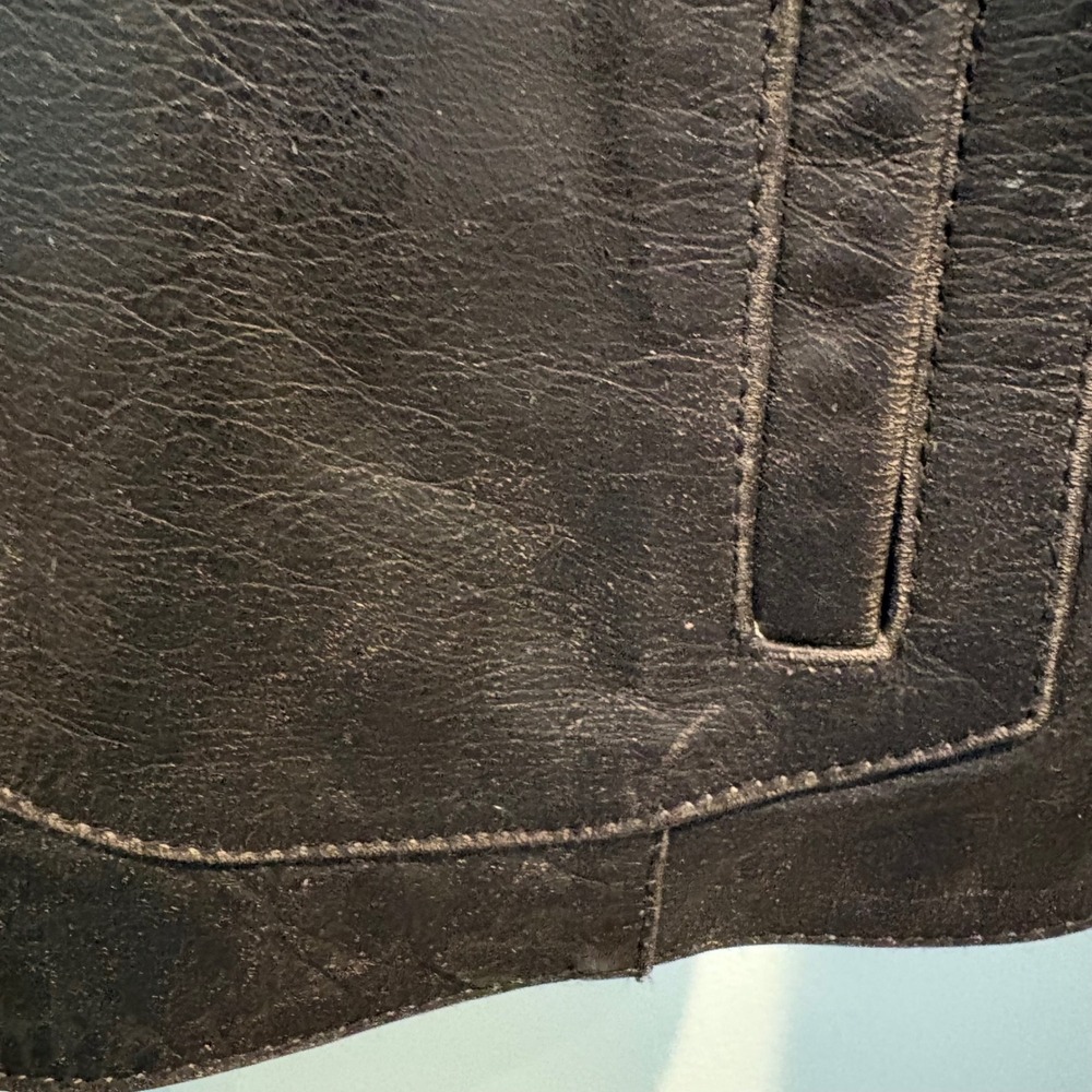 Vtg y2K Wilsons Leather Maxima Jacket Large Slim Chocolate Brown Western Moto - Picture 15 of 16